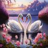 RMSGOZO 5D Loving White Swan Diamond Painting Kits - Pink Floral Romantic Lakeside - Spring Animal Full Round Diamond Art Kits for Adults and Beginners, for Wall Decor (18 X 25 Inch) view 1