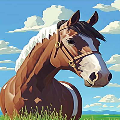 RMSGOZO 16 X 24 Inch Cartoon Prairie Horse Diamond Painting for Adults - Spring Oil Painting Animal, Full Drill Crystal Rhinestone Embroidery Craft Kits for Home Decor Gifts