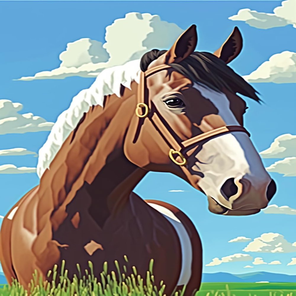 RMSGOZO 16 X 24 Inch Cartoon Prairie Horse Diamond Painting for Adults - Spring Oil Painting Animal, Full Drill Crystal Rhinestone Embroidery Craft Kits for Home Decor Gifts