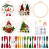 BEUNITONE 4PCS Christmas Gnomes Embroidery Kit Xmas Tree Stamped Cross Stitch Kit Snowflake Mistletoe Needlepoint Kit for Adult Beginner with Instructions view 1