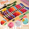 Dercuy Embroidery Floss,70 Skeins Mixed Colors Cross Floss Stitch Thread, Hand Sewing Needle for Embroidery,Rainbow Color Friendship Bracelet String for Bracelet Making, Sewing Crafts view 3