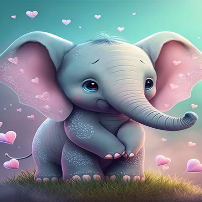 RMSGOZO Baby Elephant Diamond Painting - Cute Cartoon Animal Diamond Art Kits for Adults, Full Round Gemstone Crystal Cross Stitch Kit, for Wall Decor & Bathroom Decor (18 X 25 Inch)
