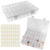 2 Pack 24 Grids Clear Plastic Organizer Box, Storage Container with Adjustable Divider, Craft and Bead Storage Organizer Box for DIY Crafts Jewelry Fishing Tackles with 1 Sheets Label Stickers view 1