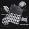 2 Pack 24 Grids Clear Plastic Organizer Box, Storage Container with Adjustable Divider, Craft and Bead Storage Organizer Box for DIY Crafts Jewelry Fishing Tackles with 1 Sheets Label Stickers view 3