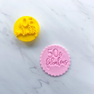 Fifty And Fabulous Embosser For Cupcakes, Cakepops, Chocolate Strawberries, Pretzels And Rice Krispies 40MM