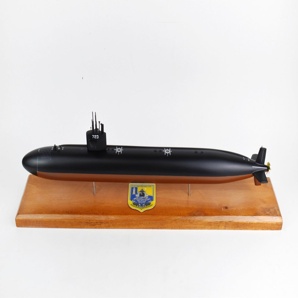 Squadron Nostalgia LLC USS Oklahoma City SSN-723 FLT II Submarine Model, Navy, Mahogany, 20 inch, LA Class
