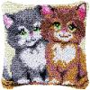 Beginner Latch Hook Pillow Kits Set Two Kitten Sofa Cushion Cover Latch Hook Carpet Rug Acrylic Yarn,Pillowcase Craft Kits with Printed Canvas for Starter - 17 x 17 Inch view 1