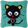 Beginner Latch Hook Pillow Kits Set Little Black Kitten Sofa Cushion Cover Latch Hook Carpet Rug Acrylic Yarn,Pillowcase Craft Kits with Printed Canvas for Starter - 17 x 17 Inch view 1