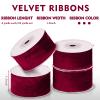 Preboun 4 Rolls Christmas Velvet Ribbon for Gift Wrapping 24 Yards Total Frayed Edge Velvet Silk Ribbon for Christmas Wedding Baby Shower DIY Crafts Decor(Burgundy,1.5 Inch) view 2