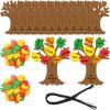 Riceshoot 12 Set Thanksgiving Crafts Kit Thankful Fall DIY Tree Includes 12 Foam Fall Tree Trunks 96 Self Adhesive Maple Leaf Sticker 12 Strings for Thanksgiving Holiday view 1