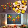 Riceshoot 12 Set Thanksgiving Crafts Kit Thankful Fall DIY Tree Includes 12 Foam Fall Tree Trunks 96 Self Adhesive Maple Leaf Sticker 12 Strings for Thanksgiving Holiday view 3
