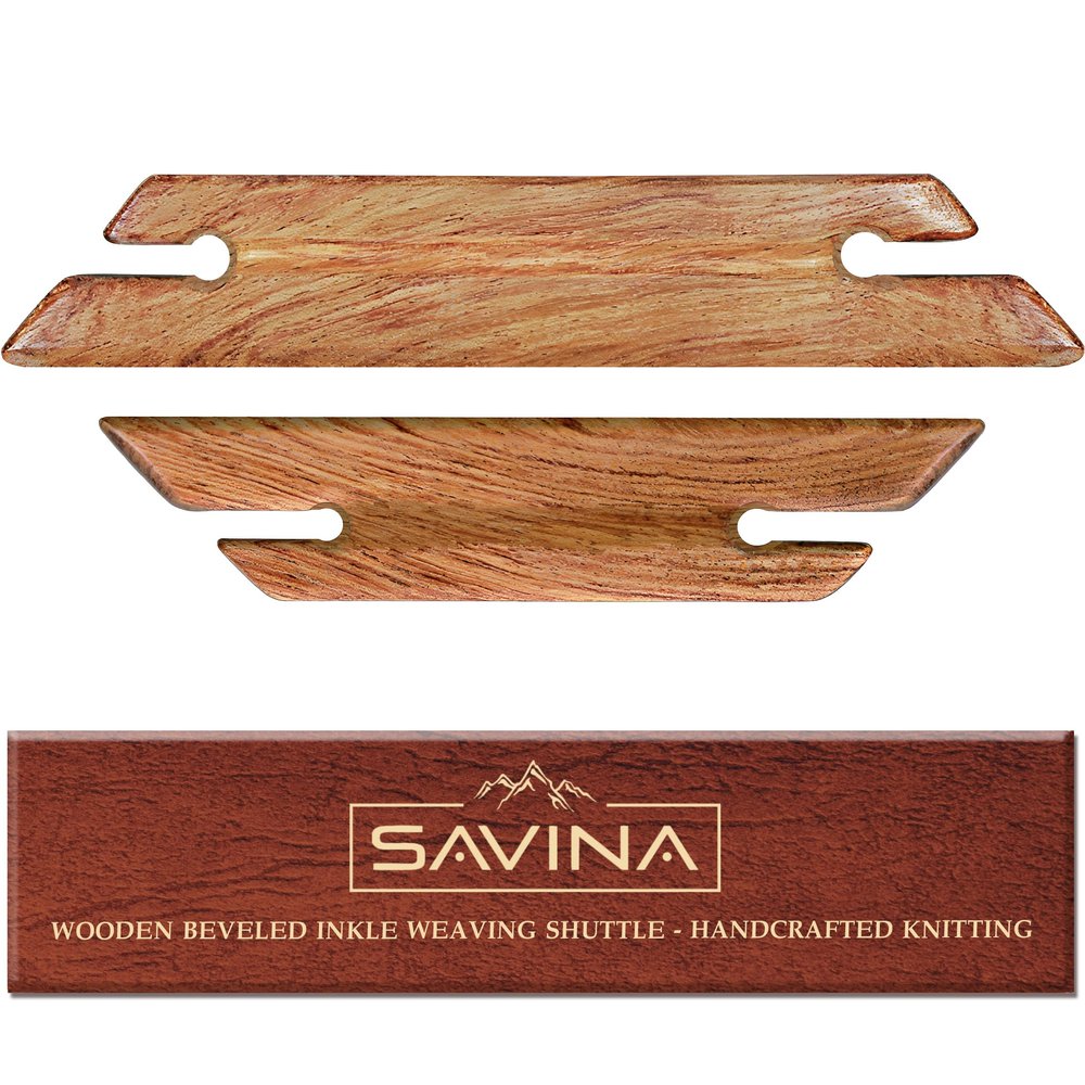 Savina Small Wooden Beveled Inkle Weaving Shuttle - Handcrafted Knitting Weaving Loom Tools Shuttle for Weaving DIY Craft Weaving Accessories