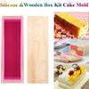 Silicone Soap Mold for Soap Making, Rectangular Loaf Soap Mold with Wooden Boxes Silicone Soap Making Kit for Adults Beginners DIY Making Tool view 3