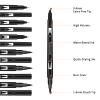 GPLMQ Black Drawing Pens, 12 Pack Felt Tip Markers for Adults and Kids, Dual Tip Brush Fineliners Pens for Art Drawing Sketching view 3