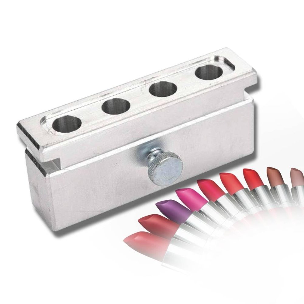 4 Cavities DIY Lipstick Aluminum Alloy DIY Lipstick Lip Balm Holder Cosmetics Cream Maker Tool Diy Lipstick Aluminum Alloy Dual Uses Lip Balm Maker