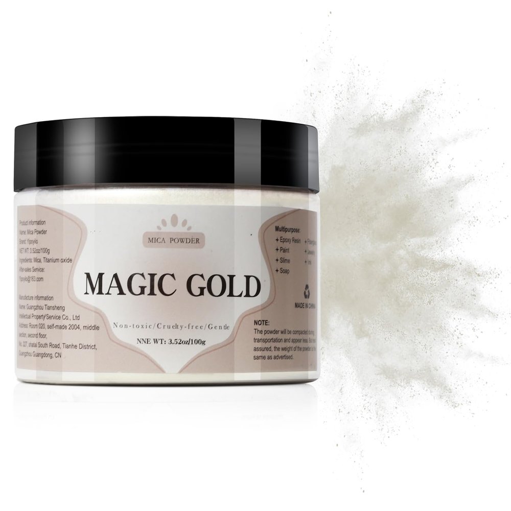 Yipoyilo Mica Powder - 100g Mica Powder for Epoxy Resin - Metallic Color Pigment for Resin, Soap, Bath Bombs, Eye Shadow, Nails, DIY Crafting Projects etc. (Magic Gold)