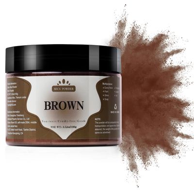 Yipoyilo Mica Powder - 100g Mica Powder for Epoxy Resin - Metallic Color Pigment for Resin, Soap, Bath Bombs, Eye Shadow, Nails, DIY Crafting Projects etc. (Brown)