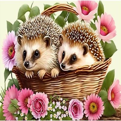 RMSGOZO DIY Cute Hedgehog Diamond Painting, 20 X 24 Inch Paint by Numbers for Beginners, Full Round Crystal Diamond Art Kits for Room Decor & Bathroom Decor (Pink Flowers)