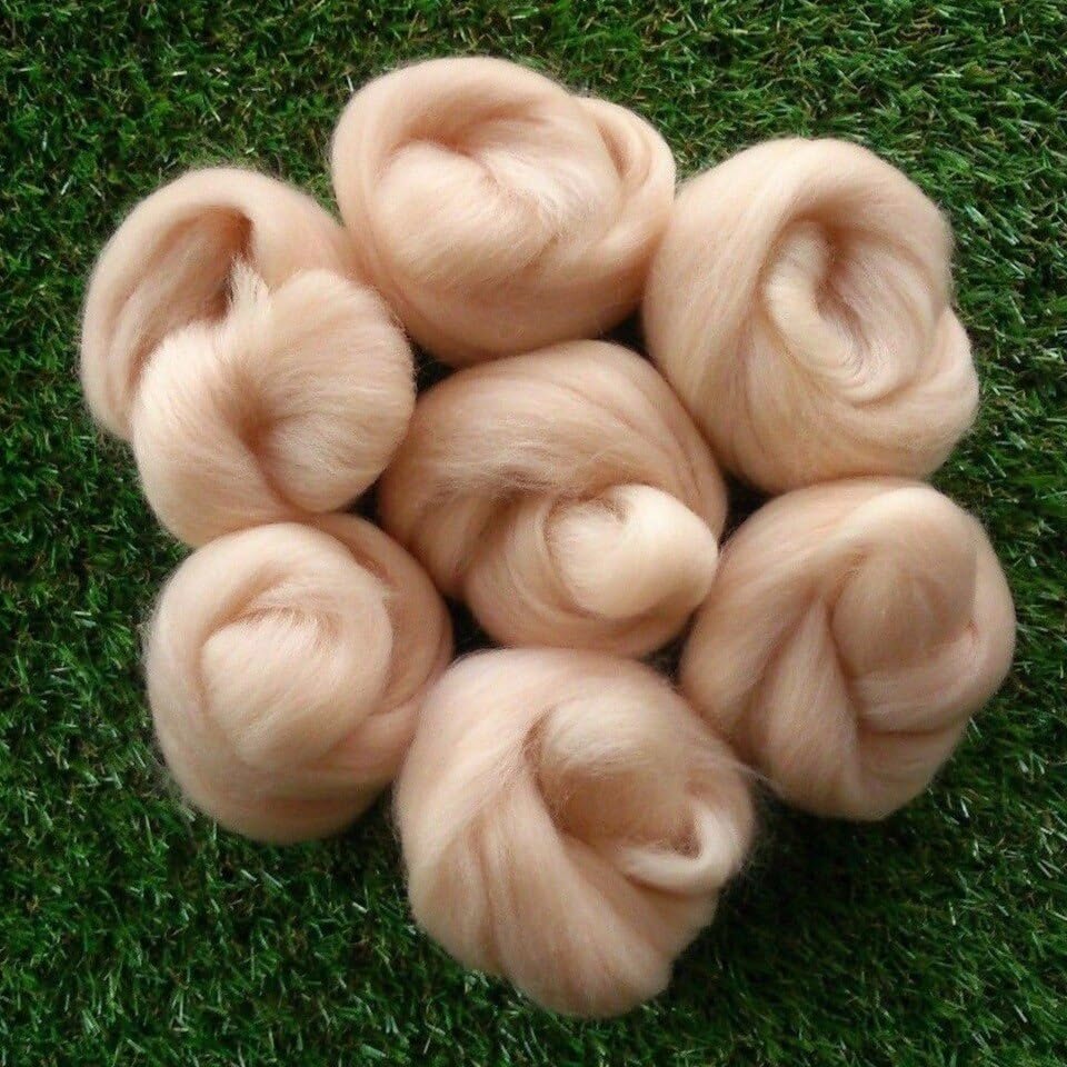 KENTUCKIZ, 45Gr Needle Felting Light Pink Flesh Skin Tones Felting Wool Roving Fibre Wool for 3D Projects DIY Needle Felting - (Color: 45Gr)