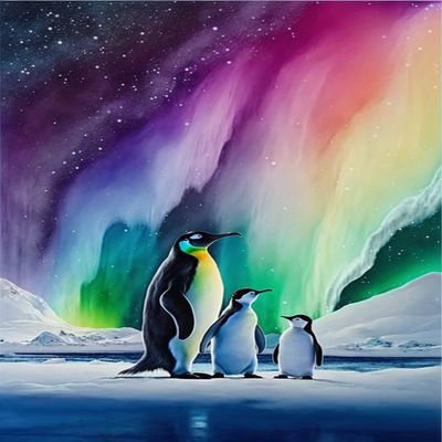 RMSGOZO Colorful Aurora Penguin Diamond Painting - Arctic Star Diamond Art Kits, Exquisite Full Circle Gemstone Fine Rhinestone Kit for Beginners, for Room Decor (20 X 24 Inch)