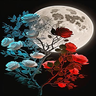 RMSGOZO Moon Colored Roses Diamond Painting - Fluorescent Flower Diamond Art Kits, Exquisite Full Circle Gemstone Fine Rhinestone Kit for Beginners, for Room Decor (20 X 24 Inch)
