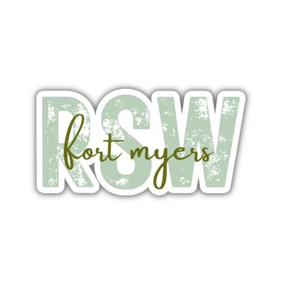 RSW Fort Myers Florida Airport Code Travel Sticker, Multiple Colors, Vinyl Laptop Water Bottle Planner Journal, Places I've Been, Luggage Decal (Green)