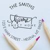 Personalized Round Home Sweet Home Address Stamp for Montana, Uses Stamp Pad, Montana Address Stamp, Circular Stamp, Size 1-5/8" Diameter view 1