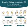 Pandahall 990Pcs Jewelry Making Accessories Set Golden Lobster Claw Clasps Jump Rings Folding Crimp Ends Knot Covers Cord Ends for Bracelet Necklace DIY Jewelry Making Supplies view 2