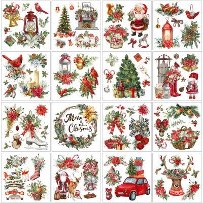 SATINIOR 16 Sheets Christmas Rub on Transfers for Crafts and Furniture Xmas Santa Snowman Reindeer Stickers Rub on Decals for Scrapbook DIY Wood Fabric Journal Dairy Envelope Crafts, 5.9 x 5.9 Inch