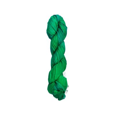 Maker's Craft Recycled Sari Silk Ribbon Yarn 100 Grams, 50 Yards for DIY Vintage Colors, Knitting & Crocheting, Macrame, Jewelry Making, Gift Wrapping and Weaving (Leaf Green)