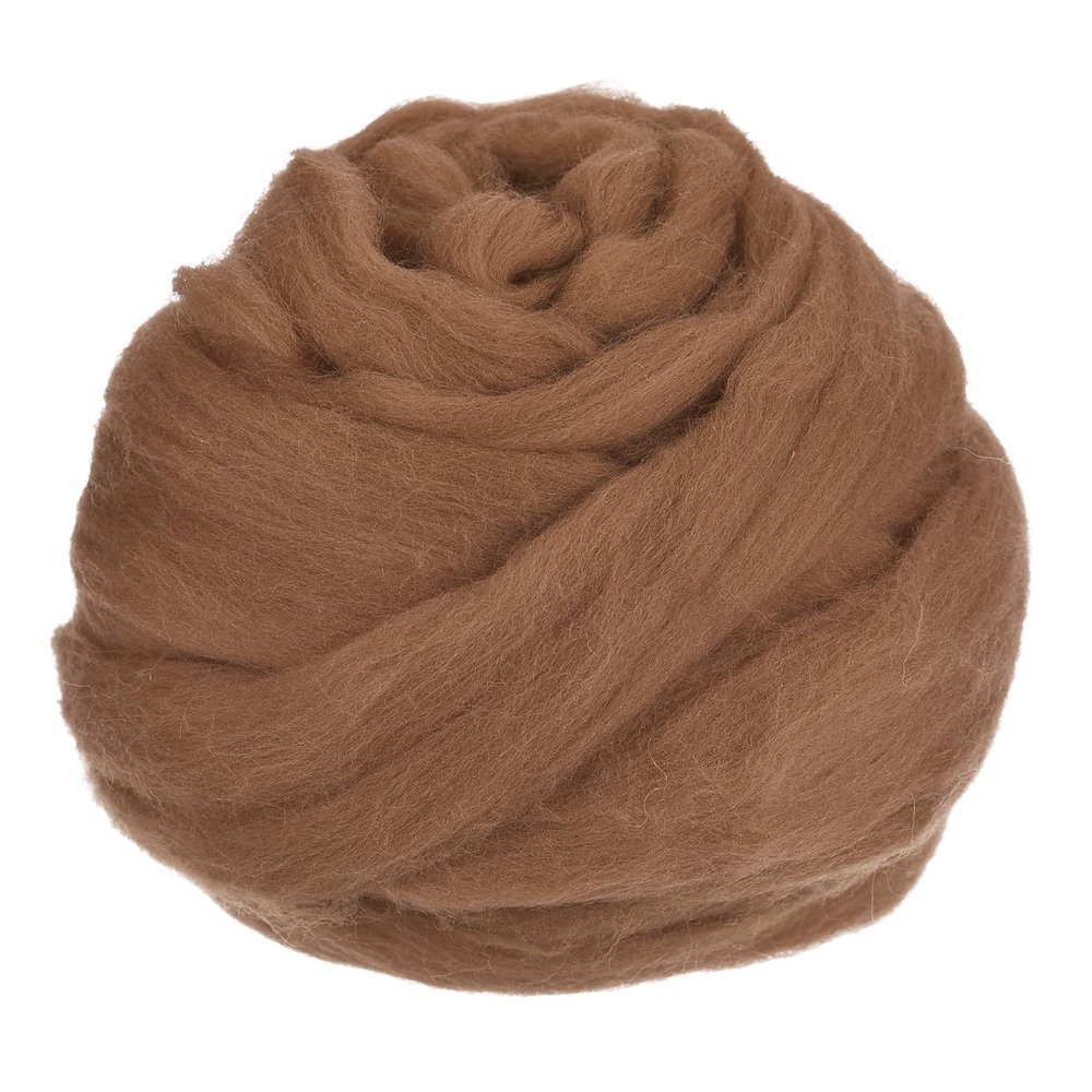 uxcell Needle Felting Wool, 3.5 Oz Nature Fibre Wool Yarn Roving for Wet Felting, Handcrafts, DIY Materials (Coffee)