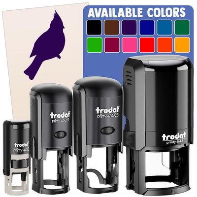 Cardinal Bird Solid Self-Inking Rubber Stamp for Stamping Ink Stamper Crafting Planners - 1 Inch Medium - Brown Ink
