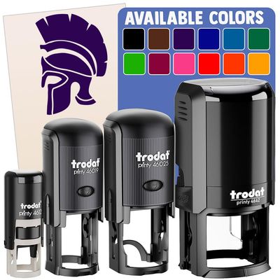 Ancient Greek Roman Spartan Helmet Self-Inking Rubber Stamp for Stamping Ink Stamper Crafting Planners - 1 Inch Medium - Purple Ink