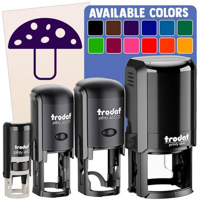 Toadstool Mushroom Self-Inking Rubber Stamp for Stamping Ink Stamper Crafting Planners - 1 Inch Medium - Orange Ink
