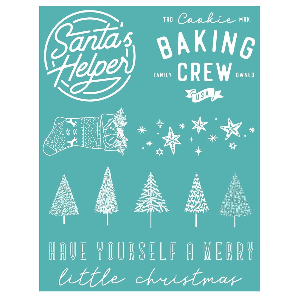 BAOFALI Christmas Theme Silkscreen Stencil,Reusable Self-Adhesive Silk Screen Printing, for Decor/Printing on Wood/Fabric/Wall/Cup/Plate/Glass/Paper, Home Christmas Decorations(8.5x11inch)