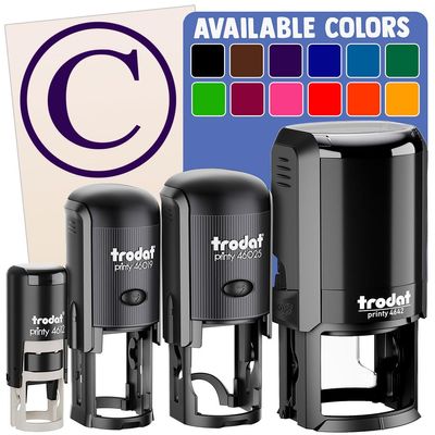 Copyright Symbol Self-Inking Rubber Stamp for Stamping Ink Stamper Crafting Planners - 1 Inch Medium - Pink Ink