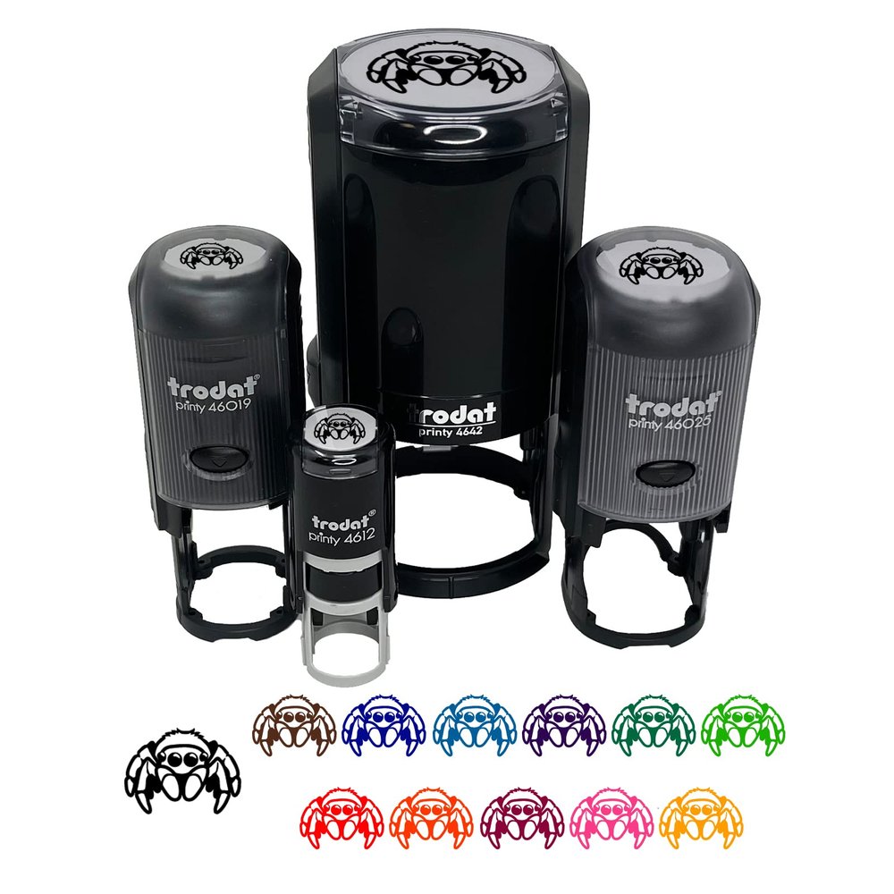 Cute Jumping Spider Self-Inking Rubber Stamp for Stamping Ink Stamper Crafting Planners - 1 Inch Medium - Purple Ink