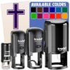 Cross with Outline Christian Self-Inking Rubber Stamp for Stamping Ink Stamper Crafting Planners - 1 Inch Medium - Pink Ink view 1