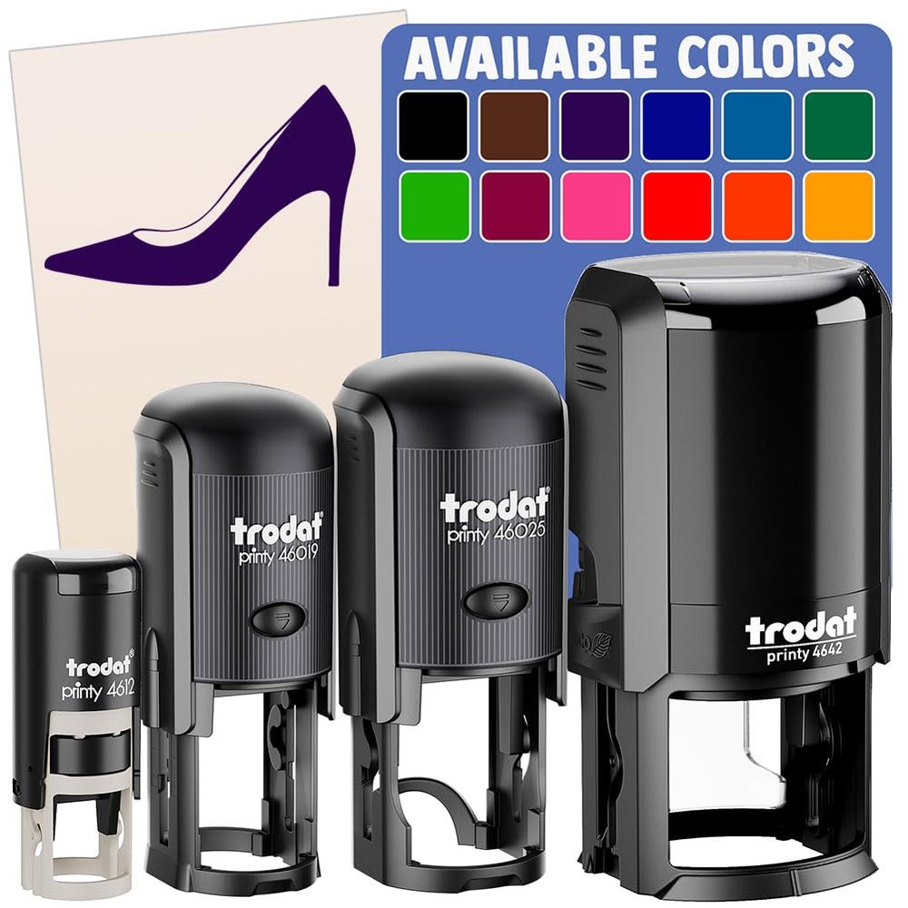 High Heel Pump Shoe Self-Inking Rubber Stamp for Stamping Ink Stamper Crafting Planners - 1 Inch Medium - Pink Ink