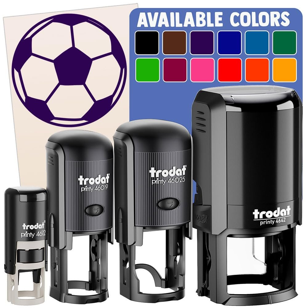 Soccer Ball Self-Inking Rubber Stamp for Stamping Ink Stamper Crafting Planners - 1 Inch Medium - Green Ink