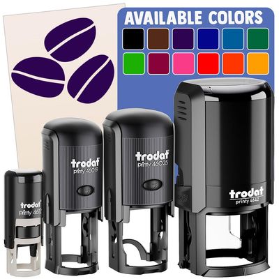 Coffee Beans Trio Self-Inking Rubber Stamp for Stamping Ink Stamper Crafting Planners - 1 Inch Medium - Brown Ink