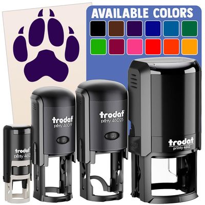 Wolf Coyote Paw Print Self-Inking Rubber Stamp for Stamping Ink Stamper Crafting Planners - 1 Inch Medium - Brown Ink