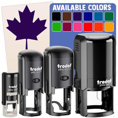 Canada Maple Leaf Self-Inking Rubber Stamp for Stamping Ink Stamper Crafting Planners - 1 Inch Medium - Pink Ink