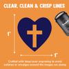 Cross in Heart Christian Self-Inking Rubber Stamp for Stamping Ink Stamper Crafting Planners - 1 Inch Medium - Fuchsia Ink view 2
