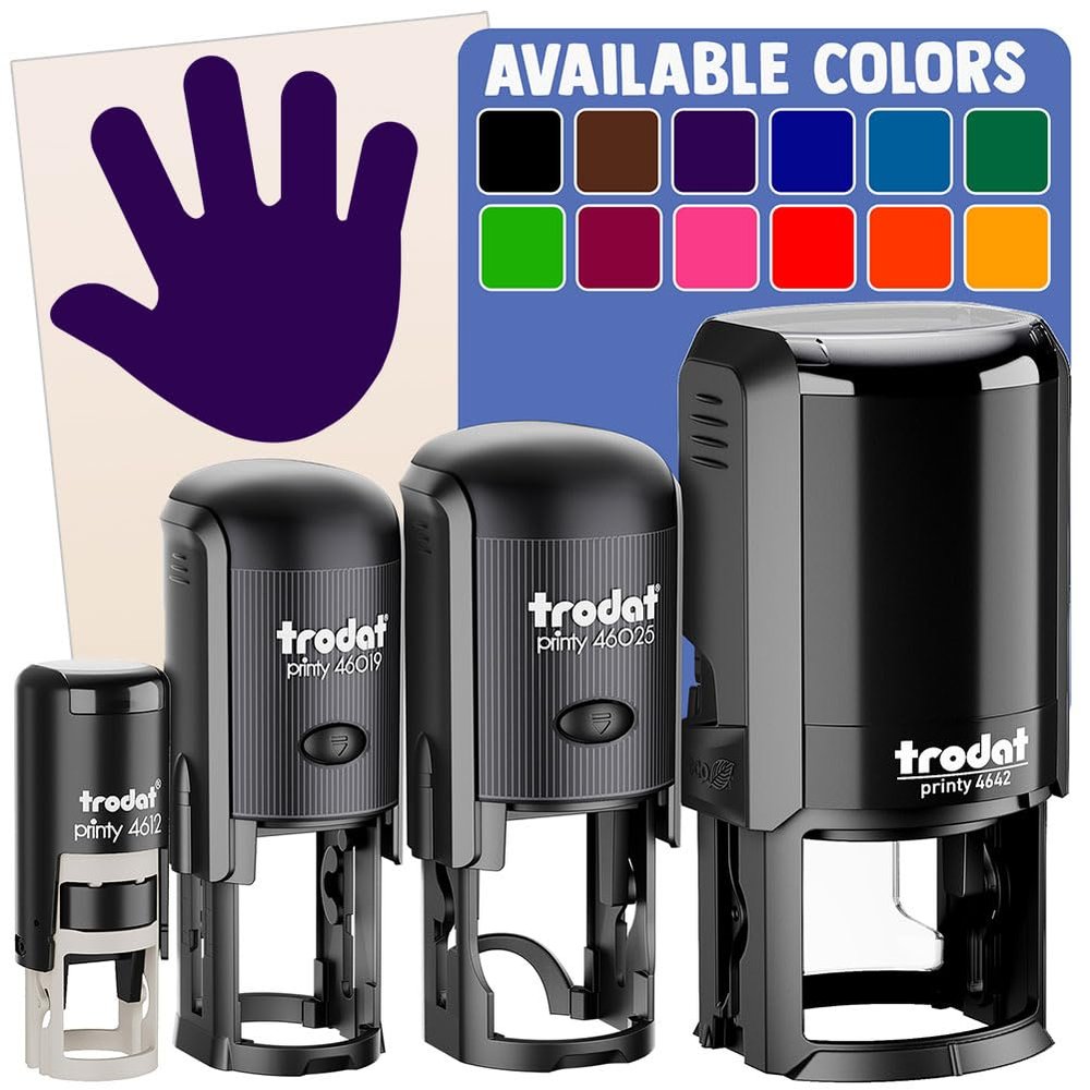 Handprint Solid Self-Inking Rubber Stamp for Stamping Ink Stamper Crafting Planners - 1 Inch Medium - Purple Ink