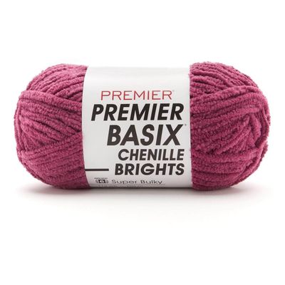 Premier Basix Chenille Brights Yarn, Plush Bulky Chenille Yarn for Crocheting & Hand Knitting, Soft Yarn for Cozy Projects, Chunky Yarn for Hand Knitting, Orchid