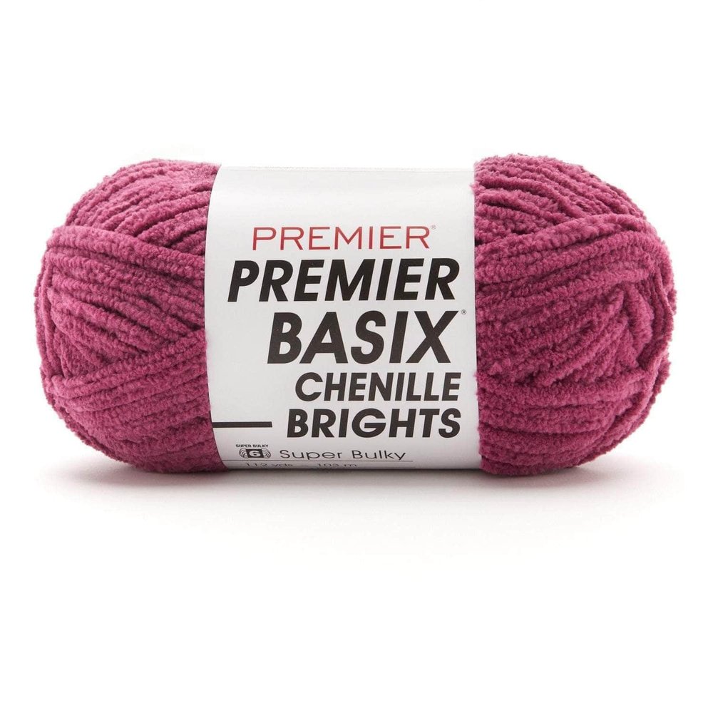 Premier Basix Chenille Brights Yarn, Plush Bulky Chenille Yarn for Crocheting & Hand Knitting, Soft Yarn for Cozy Projects, Chunky Yarn for Hand Knitting, Orchid