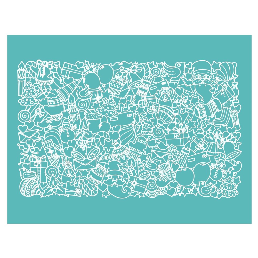 Christmas Theme Sentiments Patterns Silkscreen Stencil,Reusable Self-Adhesive Silk Screen Printing, for Decor/Printing on Wood/Fabric/Wall/Cup/Plate/Glass/Paper, Home Christmas Decorations(8.5x11inch)