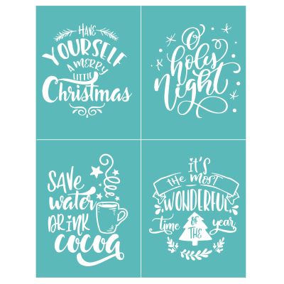 BAOFALI Christmas Theme Sentiments Silkscreen Stencil,Reusable Self-Adhesive Silk Screen Printing, for Decor/Printing on Wood/Fabric/Wall/Cup/Plate/Glass/Paper, Home Christmas Decorations(8.5x11inch)