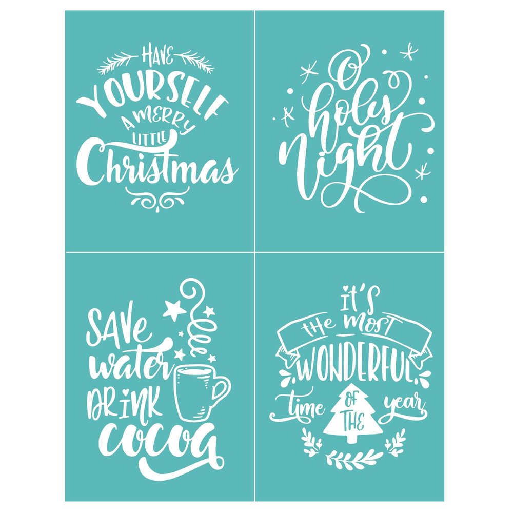 BAOFALI Christmas Theme Sentiments Silkscreen Stencil,Reusable Self-Adhesive Silk Screen Printing, for Decor/Printing on Wood/Fabric/Wall/Cup/Plate/Glass/Paper, Home Christmas Decorations(8.5x11inch)